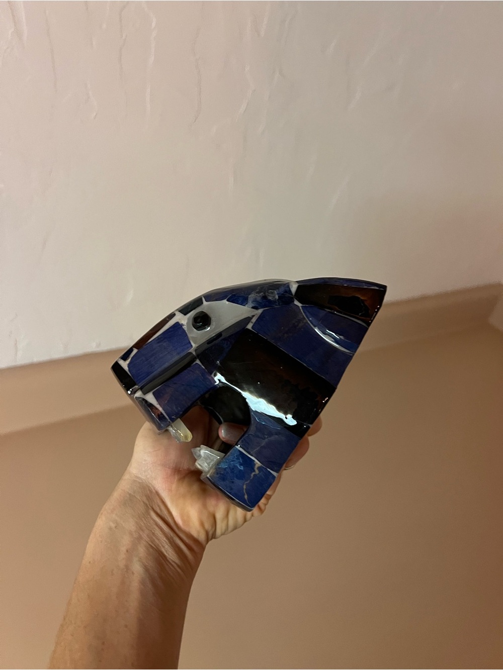 Mexican handmade Blue jaguar Head Figurine - Picture 7 of 9